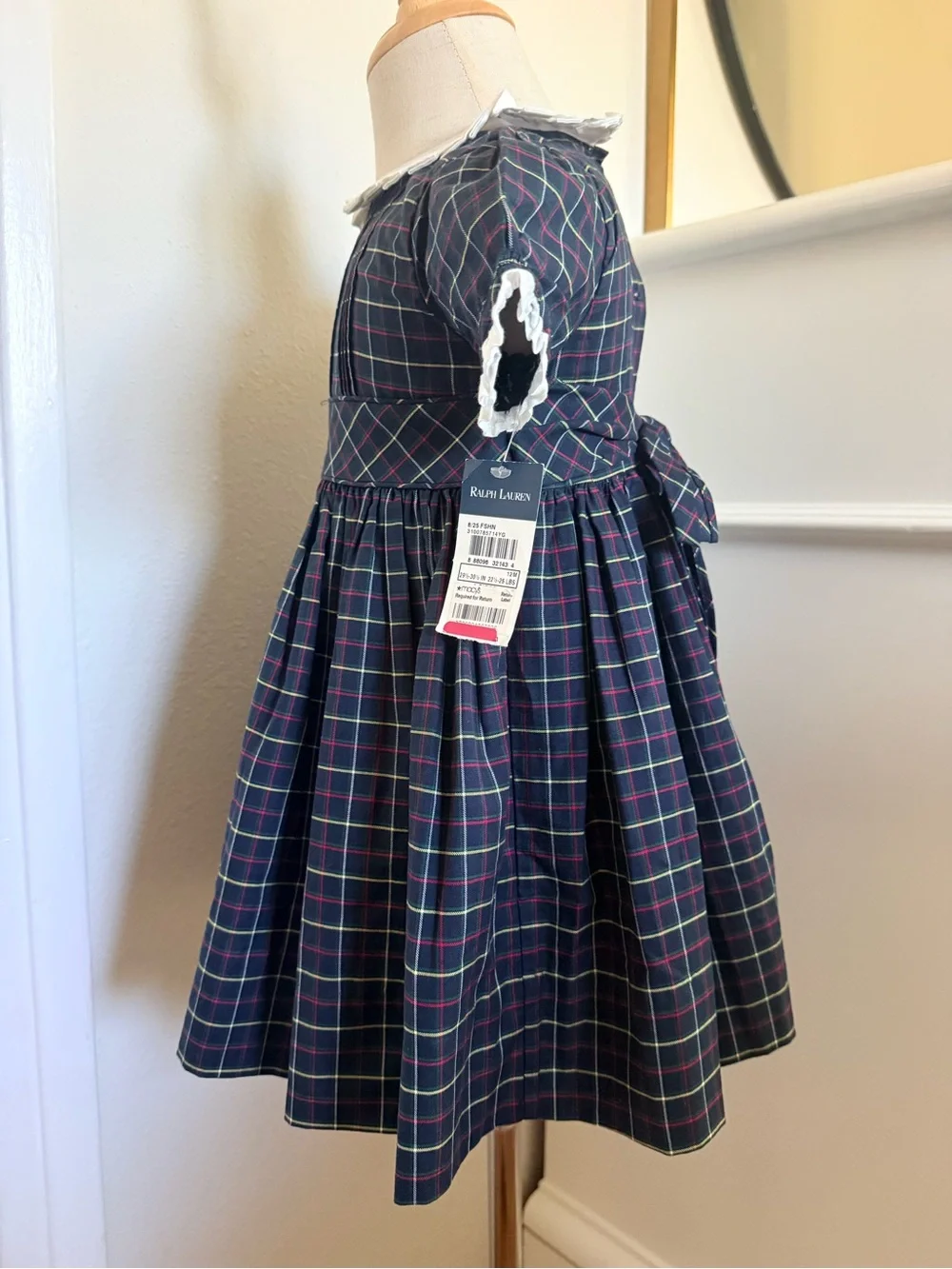 NWT Ralph Lauren Plaid Peter Pan Collar Dress & Bloomers 12M